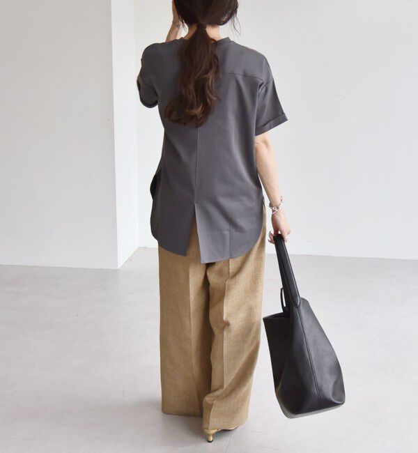 quaranciel「quaranciel:〈接触冷感/汗染み防止/洗濯機可能〉スリット ルーズ チュニック TEE」|Tシャツ・カットソー|