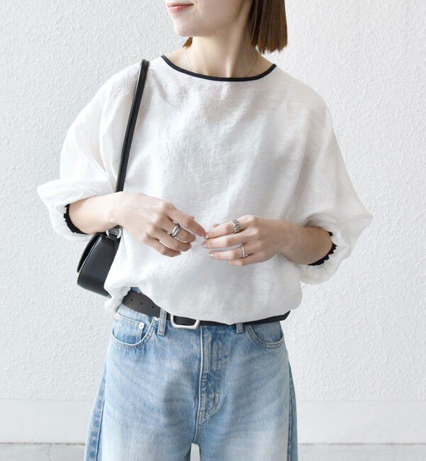 SHIPS any「《追加予約》SHIPS any:〈洗濯機可能〉フラワー ジャカード ドルマン パイピング ブラウス」|シャツ・ブラウス|