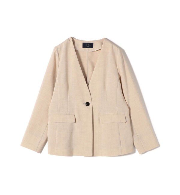 SHIPS Colors 「SHIPS Colors:〈手洗い可能〉リネンライク 1B ジャケット」|ノーカラージャケット|サンドベージュ