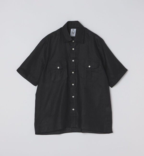 SHIPS「CORDINGS: リネン ショートスリーブ シャツ」|シャツ・ブラウス|ブラック