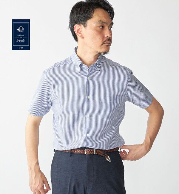 SHIPS「SHIPS: ショート スリーブ パナマ ロンドンストライプ シャツ」|シャツ・ブラウス|ネイビー