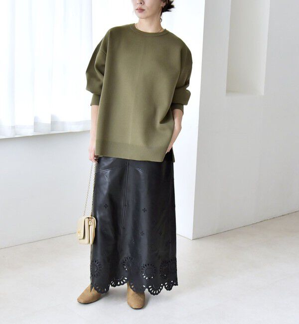 quaranciel「quaranciel:〈手洗い可能〉ダブルフェイス パールモチーフ ワイド ニット プルオーバー」|ニット・セーター|