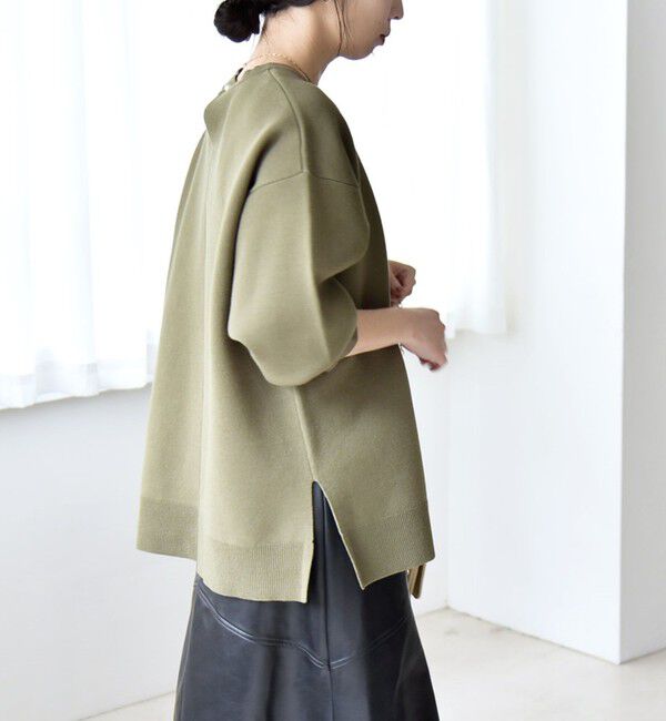 quaranciel「quaranciel:〈手洗い可能〉ダブルフェイス パールモチーフ ワイド ニット プルオーバー」|ニット・セーター|