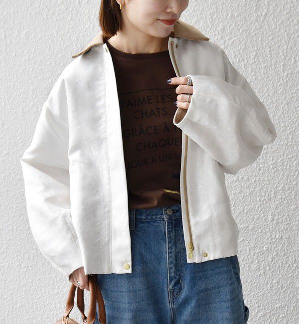 SHIPS any「SHIPS any:〈手洗い可能〉フラワー ジャカード ジップ ブルゾン」|ブルゾン・スタジャン|