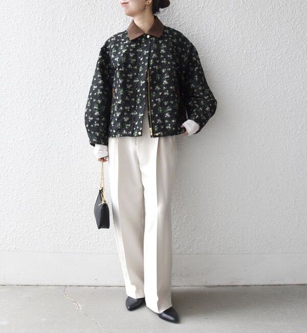 SHIPS any「SHIPS any:〈手洗い可能〉フラワー ジャカード ジップ ブルゾン」|ブルゾン・スタジャン|