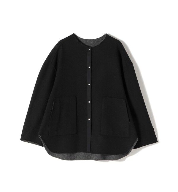 SHIPS for women「セミ 梳毛 配色 リバー ノーカラー コート」|ノーカラーコート|