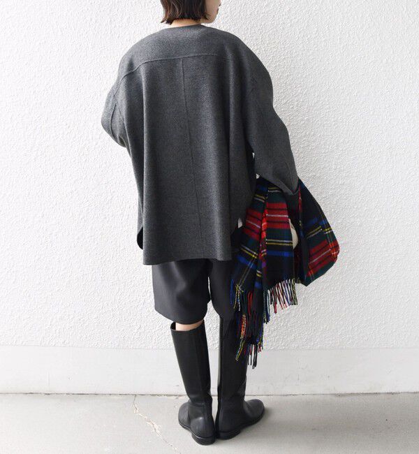 SHIPS for women「セミ 梳毛 配色 リバー ノーカラー コート」|ノーカラーコート|