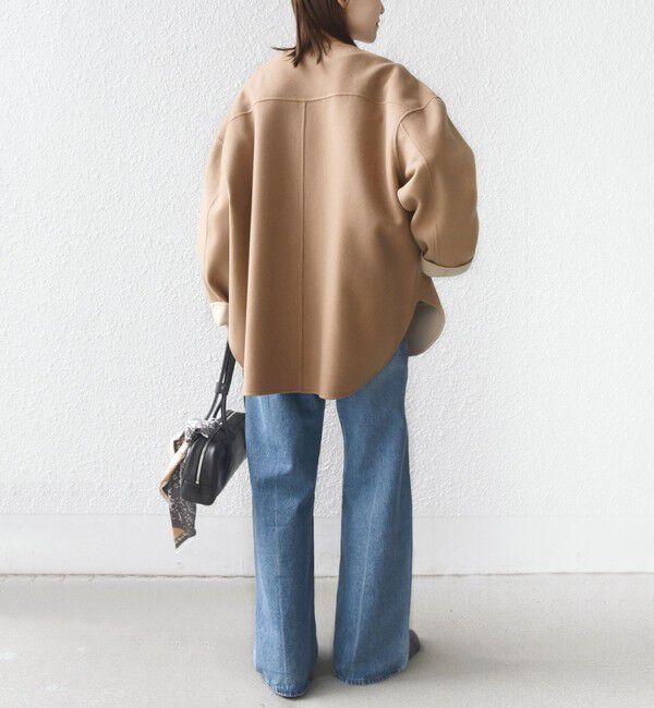 SHIPS for women「セミ 梳毛 配色 リバー ノーカラー コート」|ノーカラーコート|