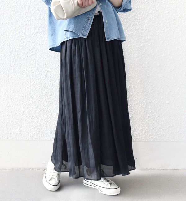 SHIPS for women「〈手洗い可能〉シアー メッシュ ギャザー スカート」|スカート|