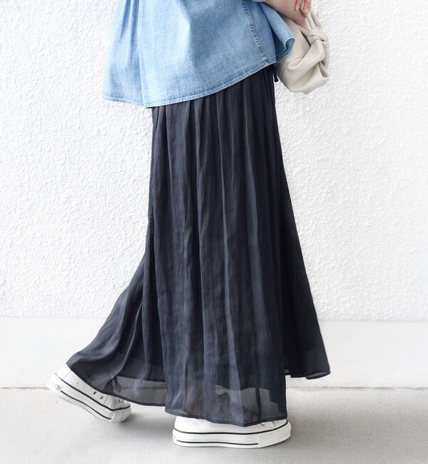 SHIPS for women「〈手洗い可能〉シアー メッシュ ギャザー スカート」|スカート|
