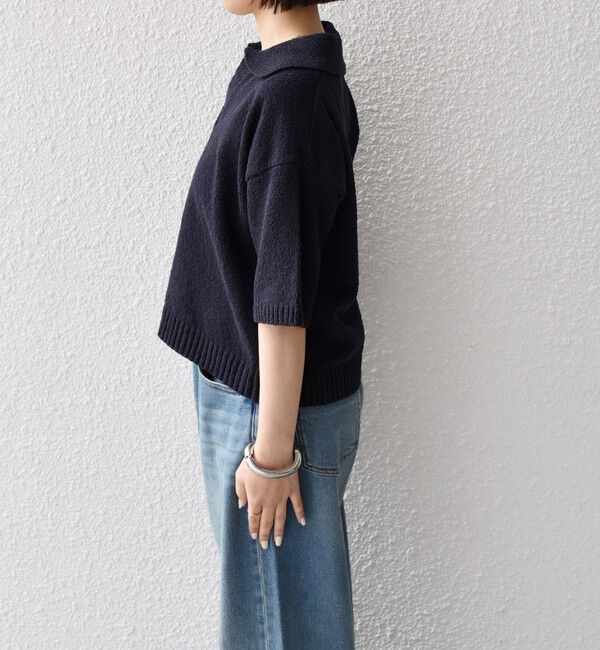 SHIPS Colors 「SHIPS Colors:〈手洗い可能〉パイル スキッパー 5分袖 ニット◇」|ニット・セーター|