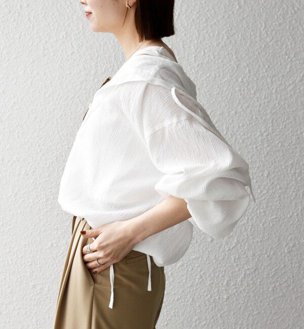 SHIPS any「SHIPS any:〈洗濯機可能〉楊柳 シアー ドロスト フード ブラウス」|シャツ・ブラウス|