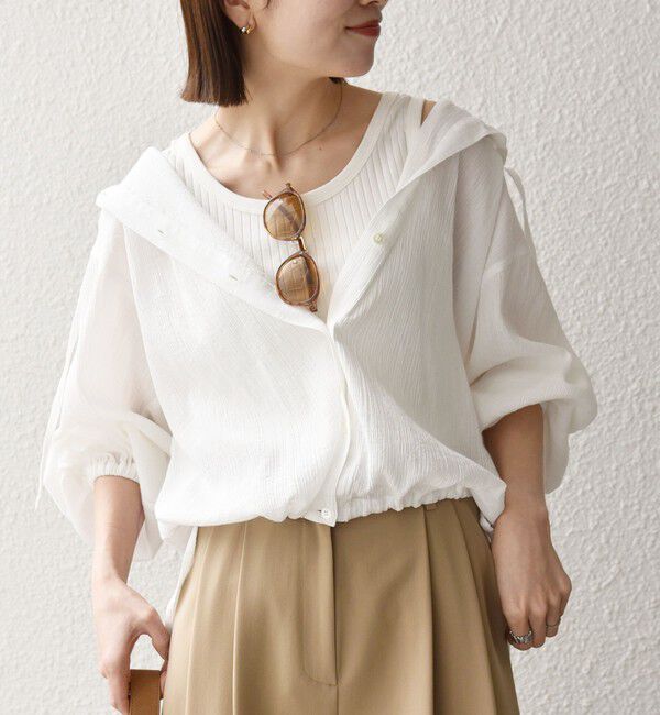 SHIPS any「SHIPS any:〈洗濯機可能〉楊柳 シアー ドロスト フード ブラウス」|シャツ・ブラウス|