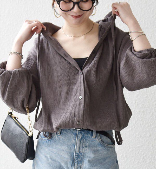 SHIPS any「SHIPS any:〈洗濯機可能〉楊柳 シアー ドロスト フード ブラウス」|シャツ・ブラウス|