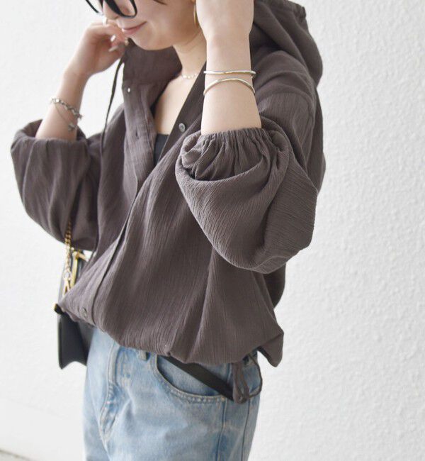 SHIPS any「SHIPS any:〈洗濯機可能〉楊柳 シアー ドロスト フード ブラウス」|シャツ・ブラウス|