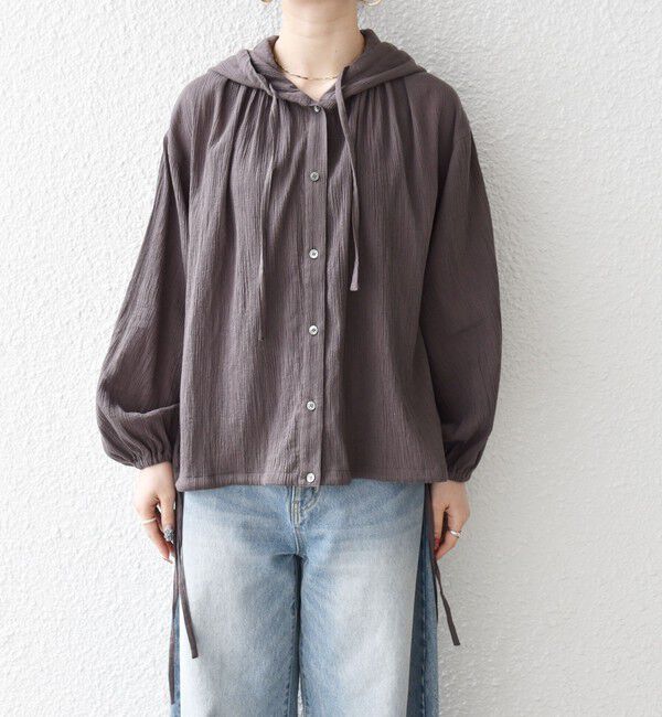 SHIPS any「SHIPS any:〈洗濯機可能〉楊柳 シアー ドロスト フード ブラウス」|シャツ・ブラウス|