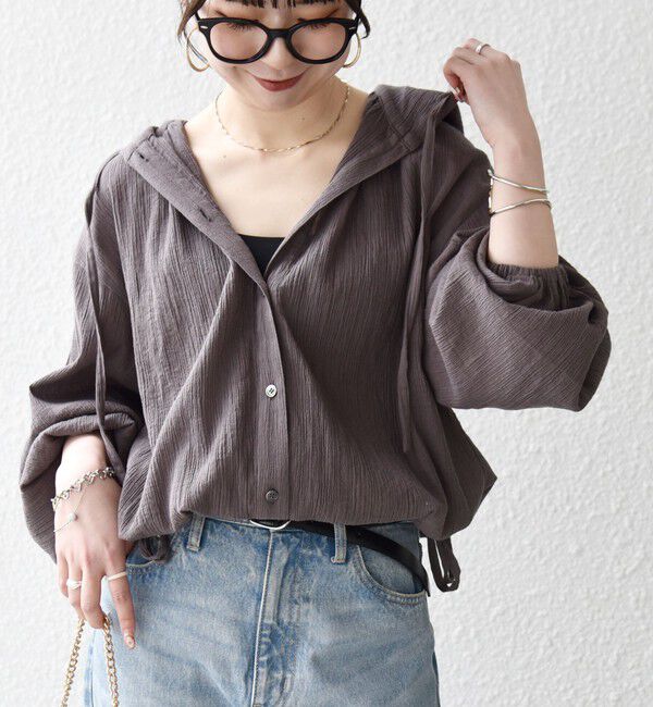 SHIPS any「SHIPS any:〈洗濯機可能〉楊柳 シアー ドロスト フード ブラウス」|シャツ・ブラウス|