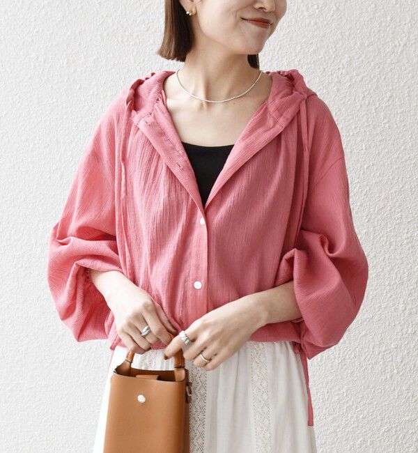 SHIPS any「SHIPS any:〈洗濯機可能〉楊柳 シアー ドロスト フード ブラウス」|シャツ・ブラウス|