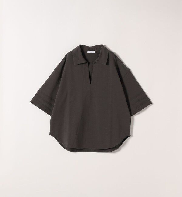 SHIPS any「SHIPS any:〈洗濯機可能〉インレイ 襟付き スキッパー ハーフスリーブ プルオーバー」|Tシャツ・カットソー|