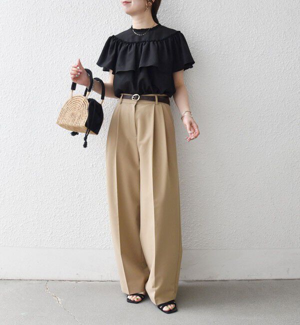 SHIPS any「SHIPS any:〈洗濯機可能〉グロッシー ラッフル フリル ギャザー ブラウス」|シャツ・ブラウス|