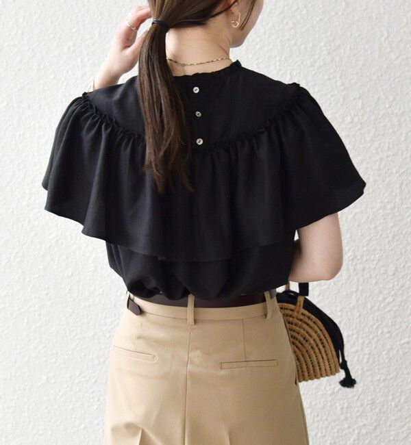 SHIPS any「SHIPS any:〈洗濯機可能〉グロッシー ラッフル フリル ギャザー ブラウス」|シャツ・ブラウス|