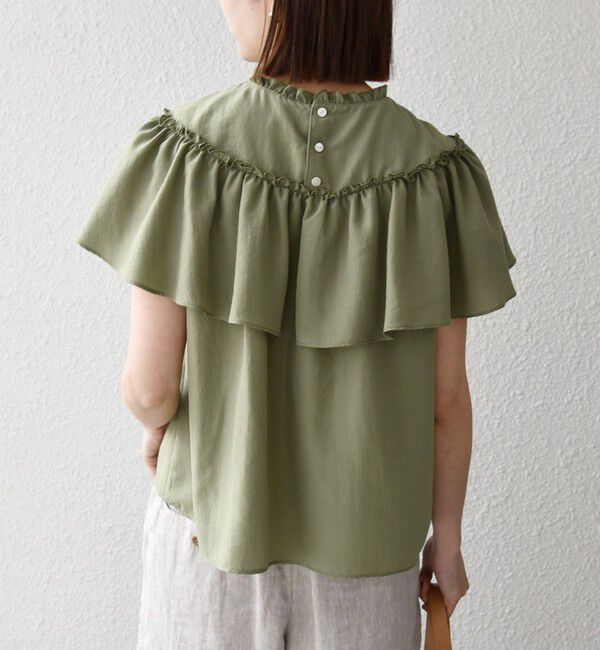 SHIPS any「SHIPS any:〈洗濯機可能〉グロッシー ラッフル フリル ギャザー ブラウス」|シャツ・ブラウス|