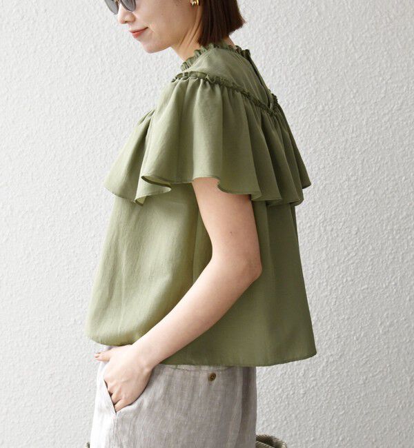 SHIPS any「SHIPS any:〈洗濯機可能〉グロッシー ラッフル フリル ギャザー ブラウス」|シャツ・ブラウス|