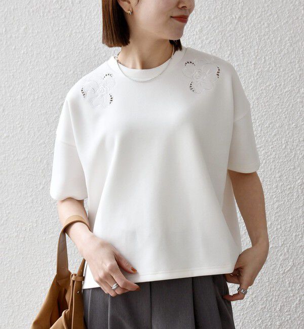 SHIPS any「SHIPS any:〈洗濯機可能〉エンブロイダリー ショートスリーブ プルオーバー」|Tシャツ・カットソー|