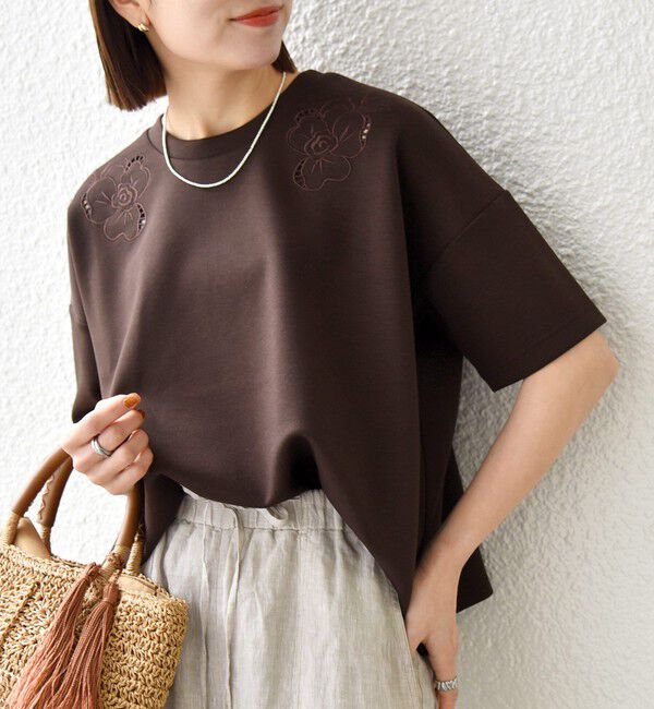 SHIPS any「SHIPS any:〈洗濯機可能〉エンブロイダリー ショートスリーブ プルオーバー」|Tシャツ・カットソー|