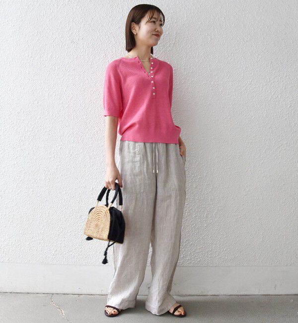 SHIPS any「SHIPS any:〈手洗い可能〉リネン レーヨン ヘンリーネック プルオーバー」|ニット・セーター|