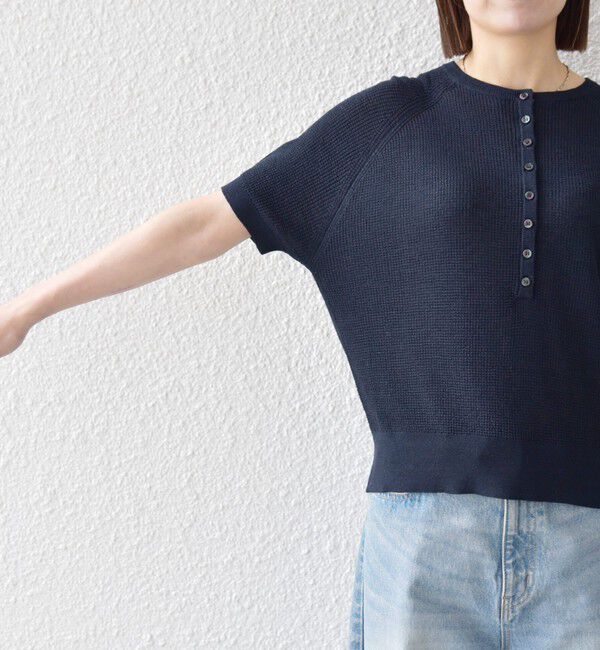 SHIPS any「SHIPS any:〈手洗い可能〉リネン レーヨン ヘンリーネック プルオーバー」|ニット・セーター|