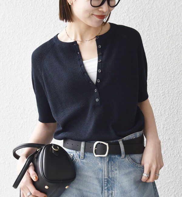 SHIPS any「SHIPS any:〈手洗い可能〉リネン レーヨン ヘンリーネック プルオーバー」|ニット・セーター|