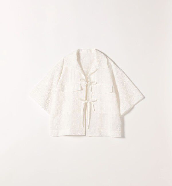 SHIPS any「《予約》SHIPS any:〈手洗い可能〉サッカー リボン 開襟シャツ 羽織り」|シャツ・ブラウス|