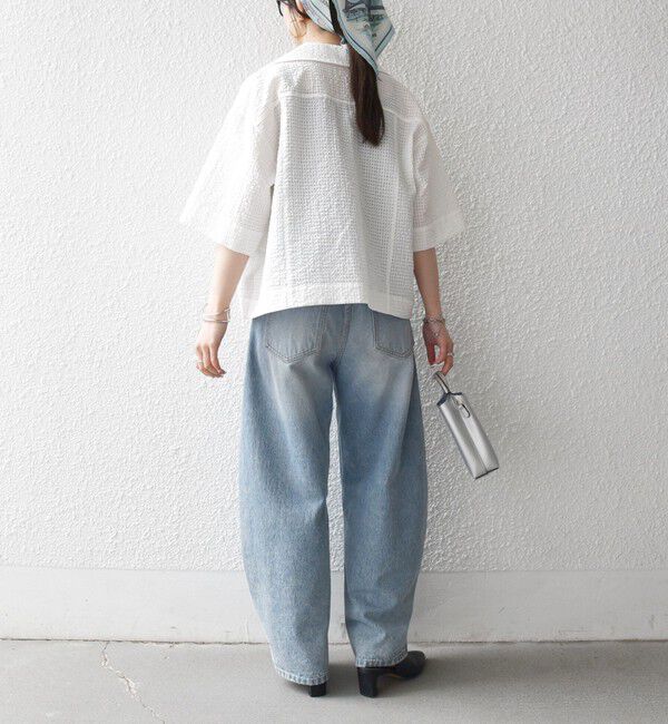 SHIPS any「《予約》SHIPS any:〈手洗い可能〉サッカー リボン 開襟シャツ 羽織り」|シャツ・ブラウス|