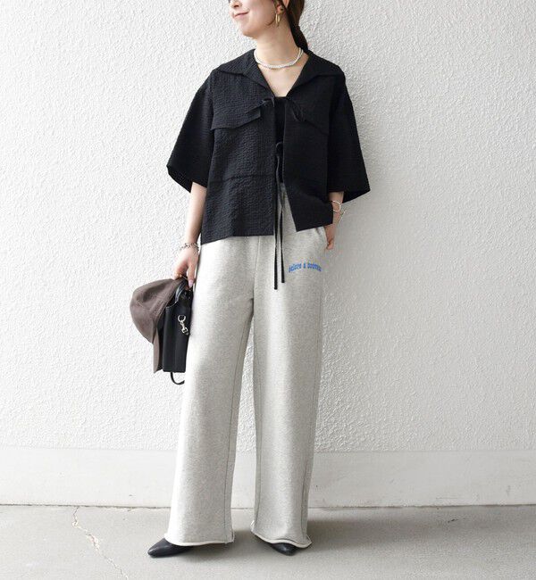 SHIPS any「《予約》SHIPS any:〈手洗い可能〉サッカー リボン 開襟シャツ 羽織り」|シャツ・ブラウス|