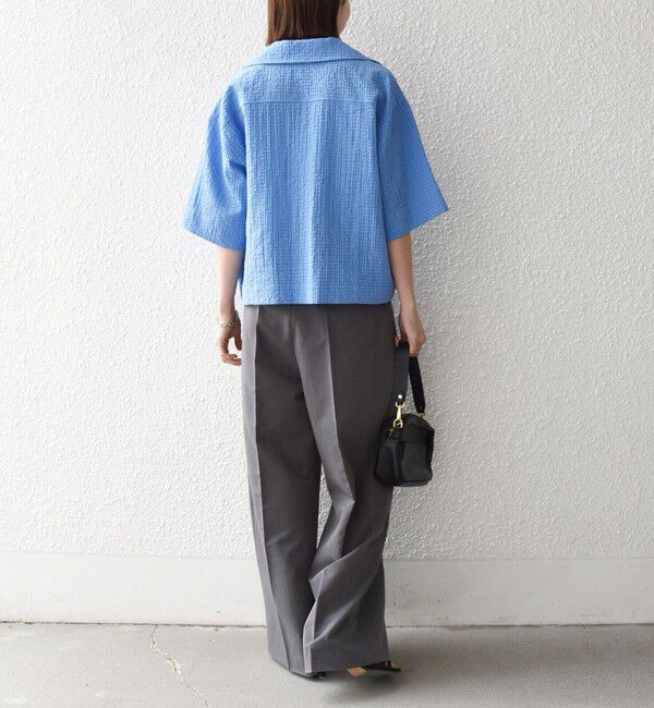 SHIPS any「《予約》SHIPS any:〈手洗い可能〉サッカー リボン 開襟シャツ 羽織り」|シャツ・ブラウス|