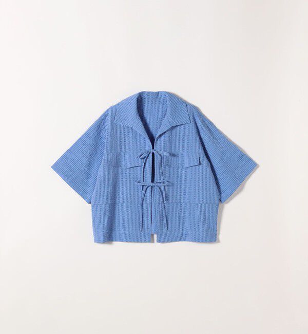 SHIPS any「《予約》SHIPS any:〈手洗い可能〉サッカー リボン 開襟シャツ 羽織り」|シャツ・ブラウス|