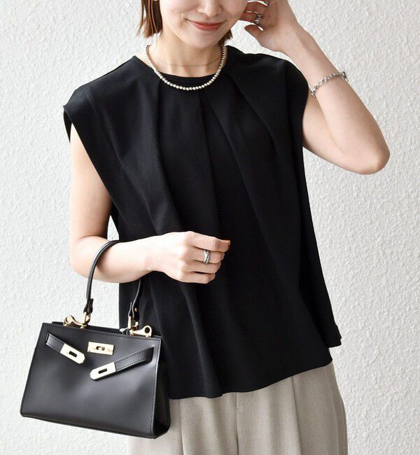 SHIPS any「SHIPS any:〈接触冷感/汗染み防止加工/洗濯機可能〉タック フレア ノースリーブ TEE」|Tシャツ・カットソー|