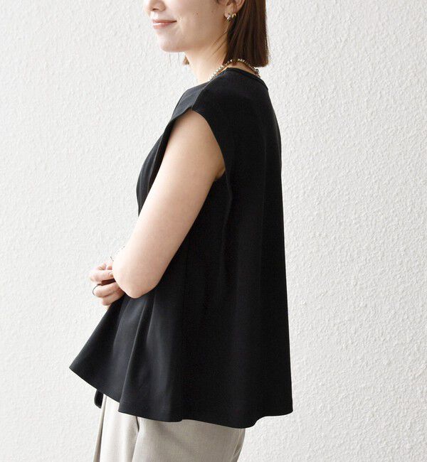 SHIPS any「SHIPS any:〈接触冷感/汗染み防止加工/洗濯機可能〉タック フレア ノースリーブ TEE」|Tシャツ・カットソー|