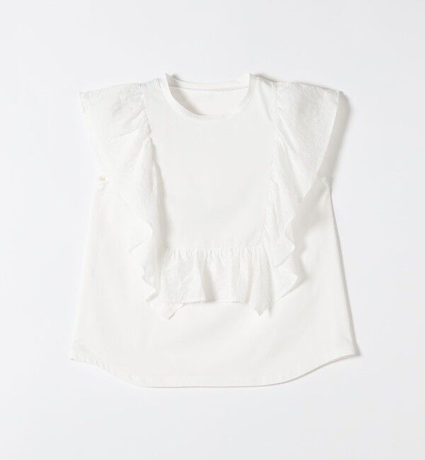 SHIPS any「《予約》SHIPS any:〈洗濯機可能〉フリル コンビ ノースリーブ TEE」|Tシャツ・カットソー|