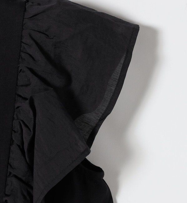 SHIPS any「《予約》SHIPS any:〈洗濯機可能〉フリル コンビ ノースリーブ TEE」|Tシャツ・カットソー|