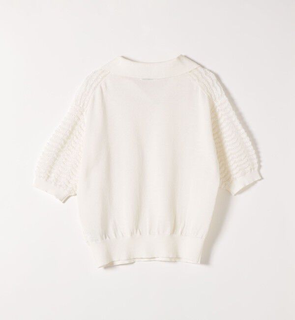 SHIPS any「《予約》SHIPS any:〈手洗い可能〉シアー ジャカード スキッパー ポロ ニット」|ニット・セーター|