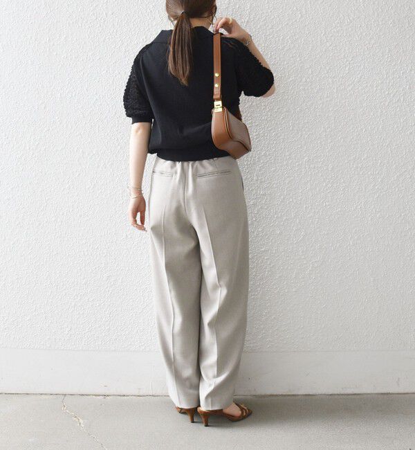 SHIPS any「《予約》SHIPS any:〈手洗い可能〉シアー ジャカード スキッパー ポロ ニット」|ニット・セーター|