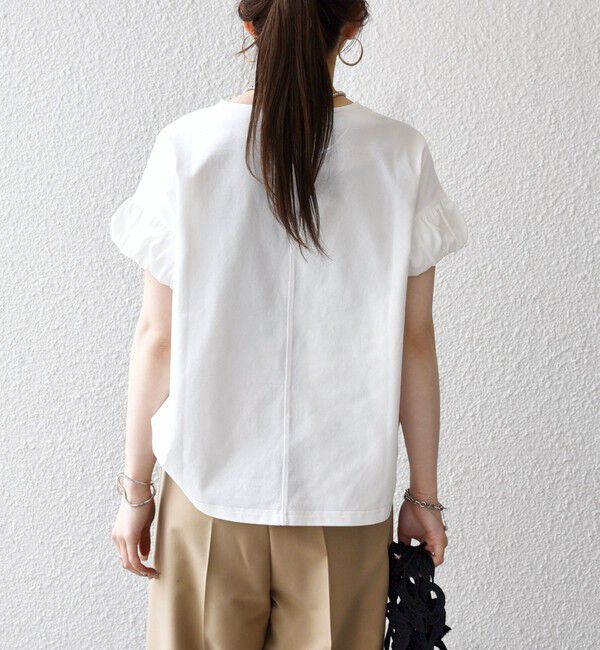 SHIPS any「《予約》SHIPS any:〈多機能/洗濯機可能〉マルチファンクション ギャザー スリーブ TEE」|Tシャツ・カットソー|