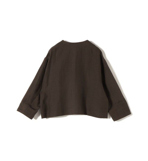 SHIPS for women「SHIPS Primary Navy Label:麻混 ノーカラー ジャケット（セットアップ対応）」|ノーカラージャケット|