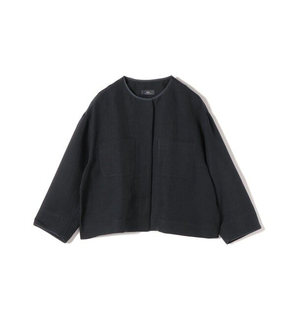 SHIPS for women「SHIPS Primary Navy Label:麻混 ノーカラー ジャケット（セットアップ対応）」|ノーカラージャケット|ネイビー