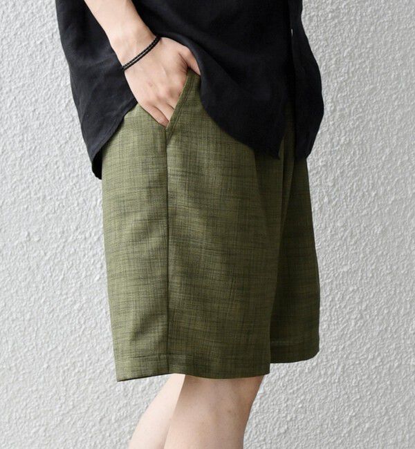 SHIPS any「SHIPS any:〈UVカット〉FUTURE LINEN CANVAS リネンライク イージー ショーツ◆」|その他|オリーブ