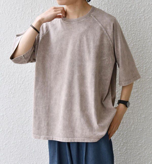 SHIPS any「【SHIPS any別注】ONEITA: ケミカルウォッシュ リラックス ラグラン Tシャツ(セットアップ対応)◆」|Tシャツ・カットソー|グレー