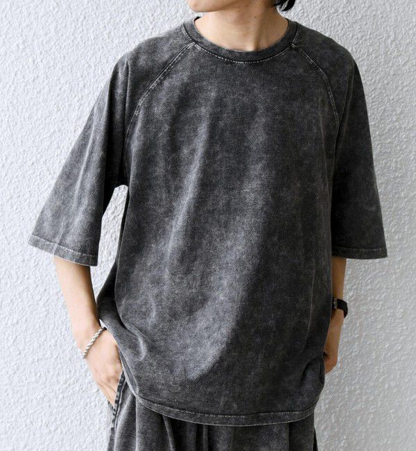 SHIPS any「【SHIPS any別注】ONEITA: ケミカルウォッシュ リラックス ラグラン Tシャツ(セットアップ対応)◆」|Tシャツ・カットソー|ブラック
