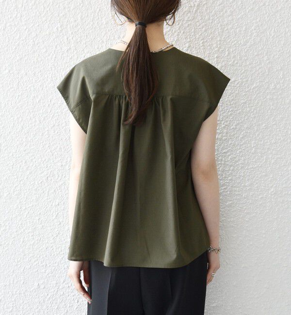 SHIPS any「《予約》SHIPS any:〈洗濯機可能〉Vネック フレンチ ギャザー ブラウス」|シャツ・ブラウス|